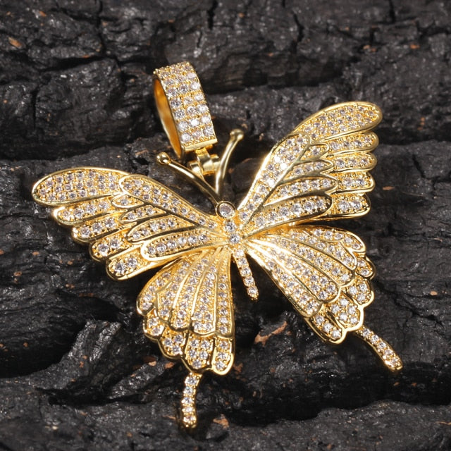 Butterfly Pendant 9mm Cuban Chain