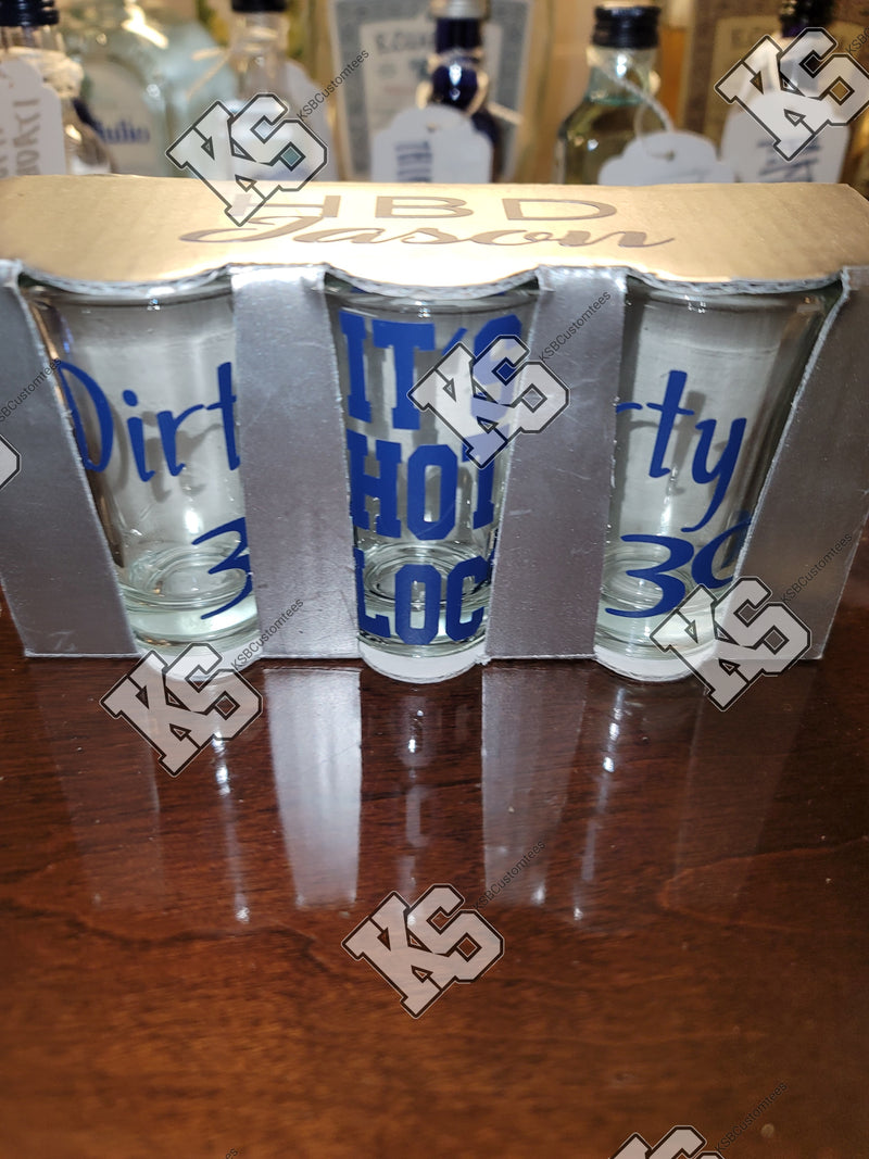 Personalized Shot Glass Trio - KSBCustomTeesandThings