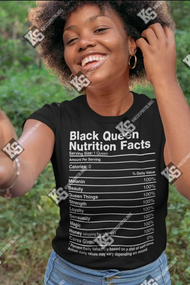 Black Queen Nutritional Facts Tee - KSBCustomTeesandThings