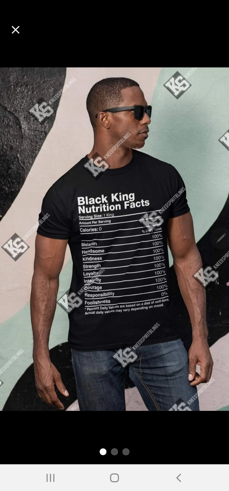 Black King Nutritional Facts Tee