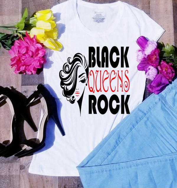 Black Queens Rock Tee - KSBCustomTeesandThings