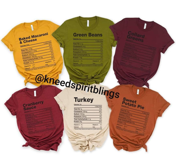 Holiday Food Nutritional Facts Tee - KSBCustomTeesandThings