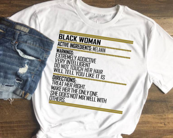 Black Woman Active Ingredients Tee - KSBCustomTeesandThings