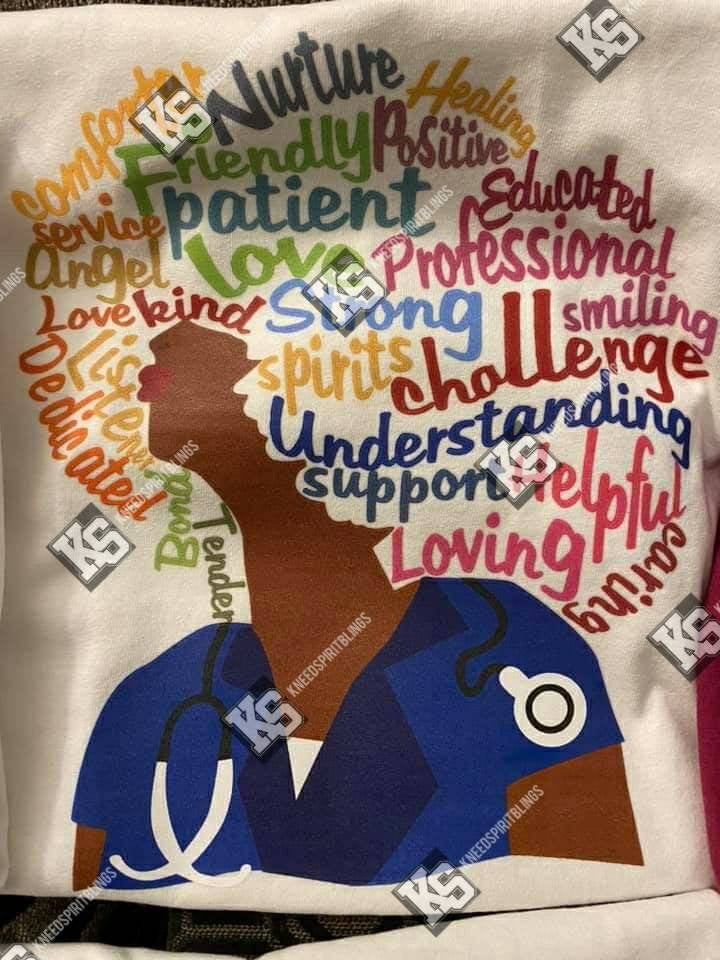 Nurse with Afro Tee - KSBCustomTeesandThings