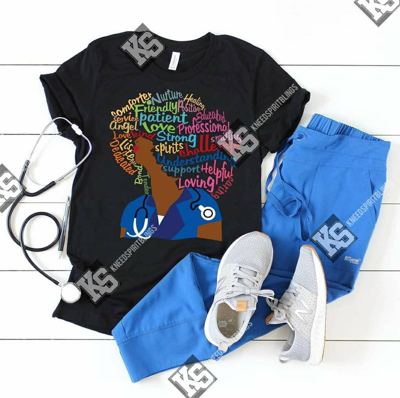 Nurse with Afro Tee - KSBCustomTeesandThings