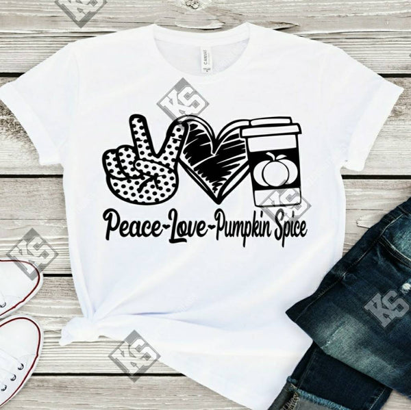 Peace Love Pumpkin Spice Tee - KSBCustomTeesandThings