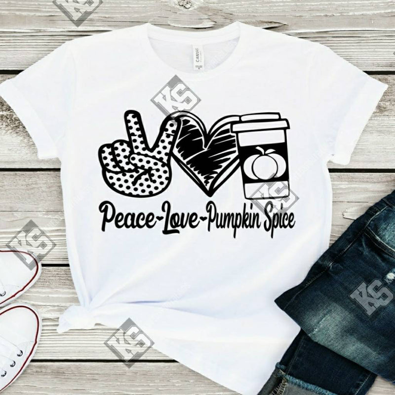 Peace Love Pumpkin Spice Tee - KSBCustomTeesandThings