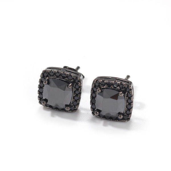Square Zirconia Pink Earrings Micro Paved Cubic Zircon