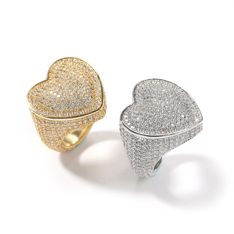 Heart Ring Full Iced Out  AAA Cubic Zirconia