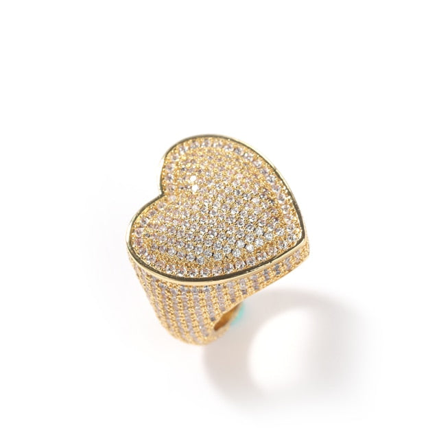 Heart Ring Full Iced Out  AAA Cubic Zirconia