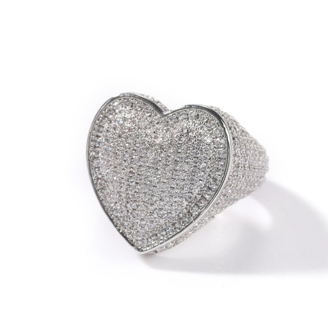 Heart Ring Full Iced Out  AAA Cubic Zirconia
