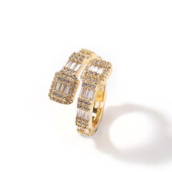Baguette Rings Full Bling Iced Out Cubic Zircon