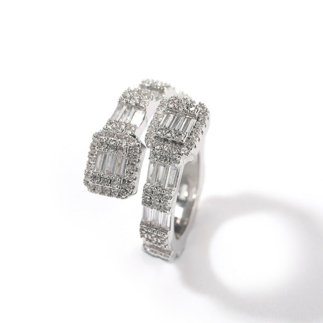 Baguette Rings Full Bling Iced Out Cubic Zircon