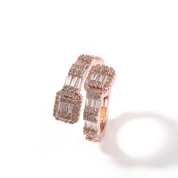 Baguette Rings Full Bling Iced Out Cubic Zircon