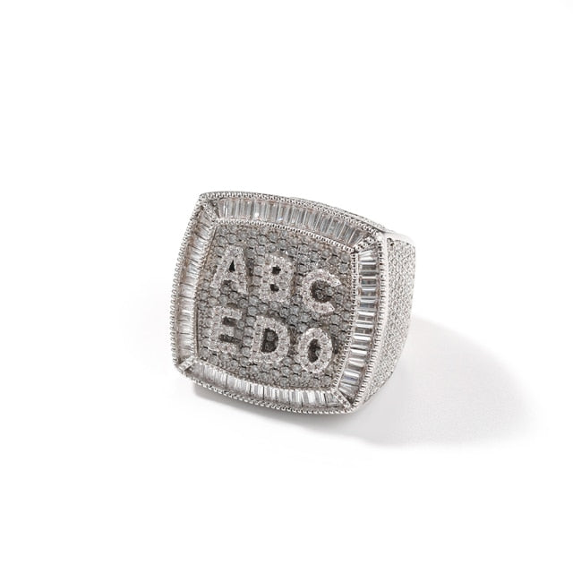 Custom Letters Ring Full Iced Out Cubic Zirconia Personalized Name Rings
